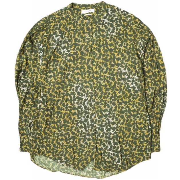 ISABEL MARANT ETOILE イザベルマラン エトワール レーヨンプリントノーカラーブラウス 824-63409 36 マスタード 花柄 イチョウ柄 長袖 シャツ トップス g20256