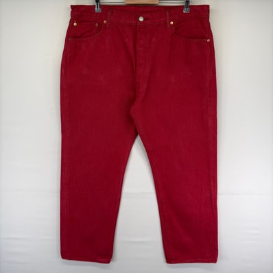 古着 リーバイス Levi's デニム パンツ 501 カラーデニム ボタンフライ 5ポケット ジーンズ ストレート W42 L32 レッド系 メンズ