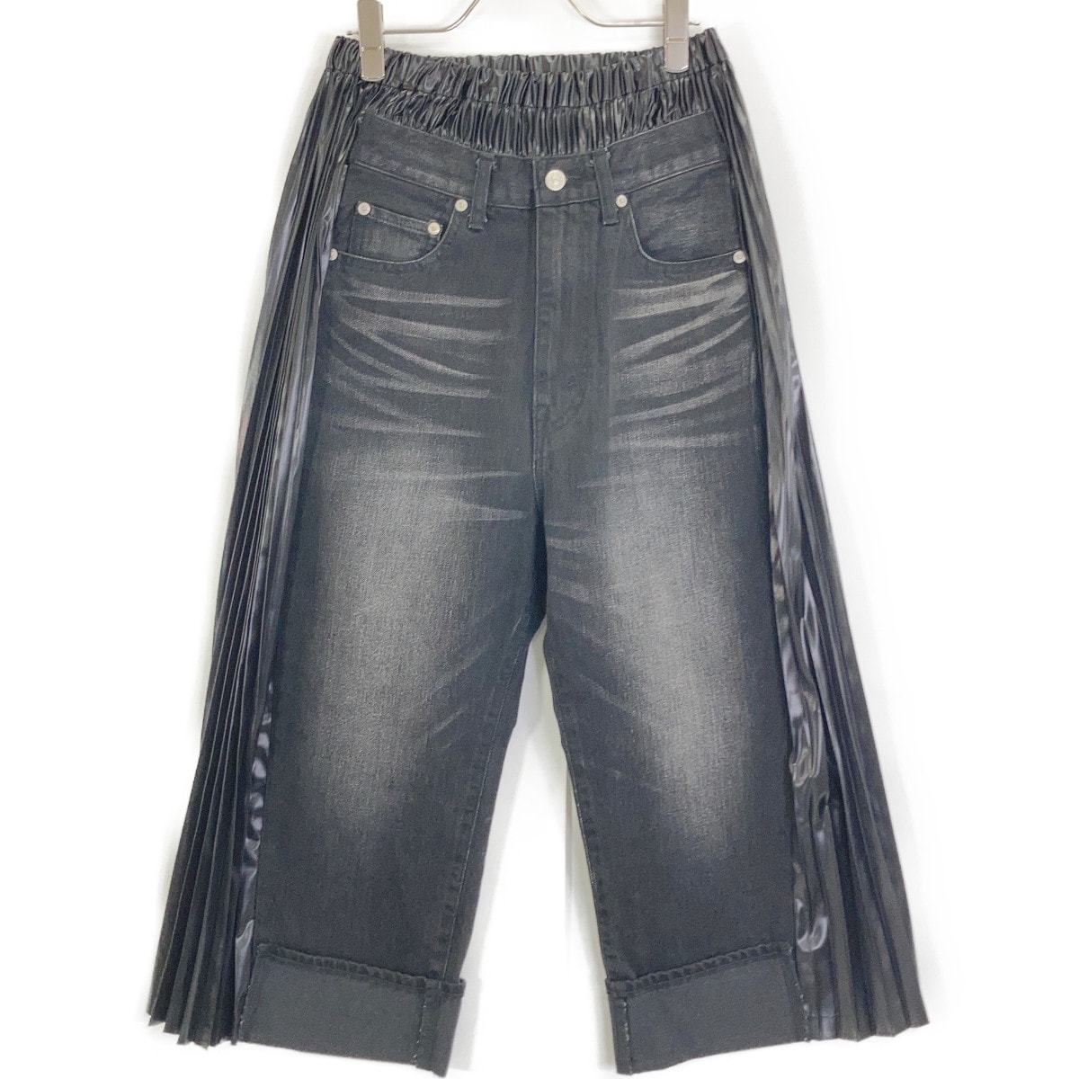 コムデギャルソンジュンヤワタナベ ×リーバイス ブラック プリーツドッキングデニムパンツ S