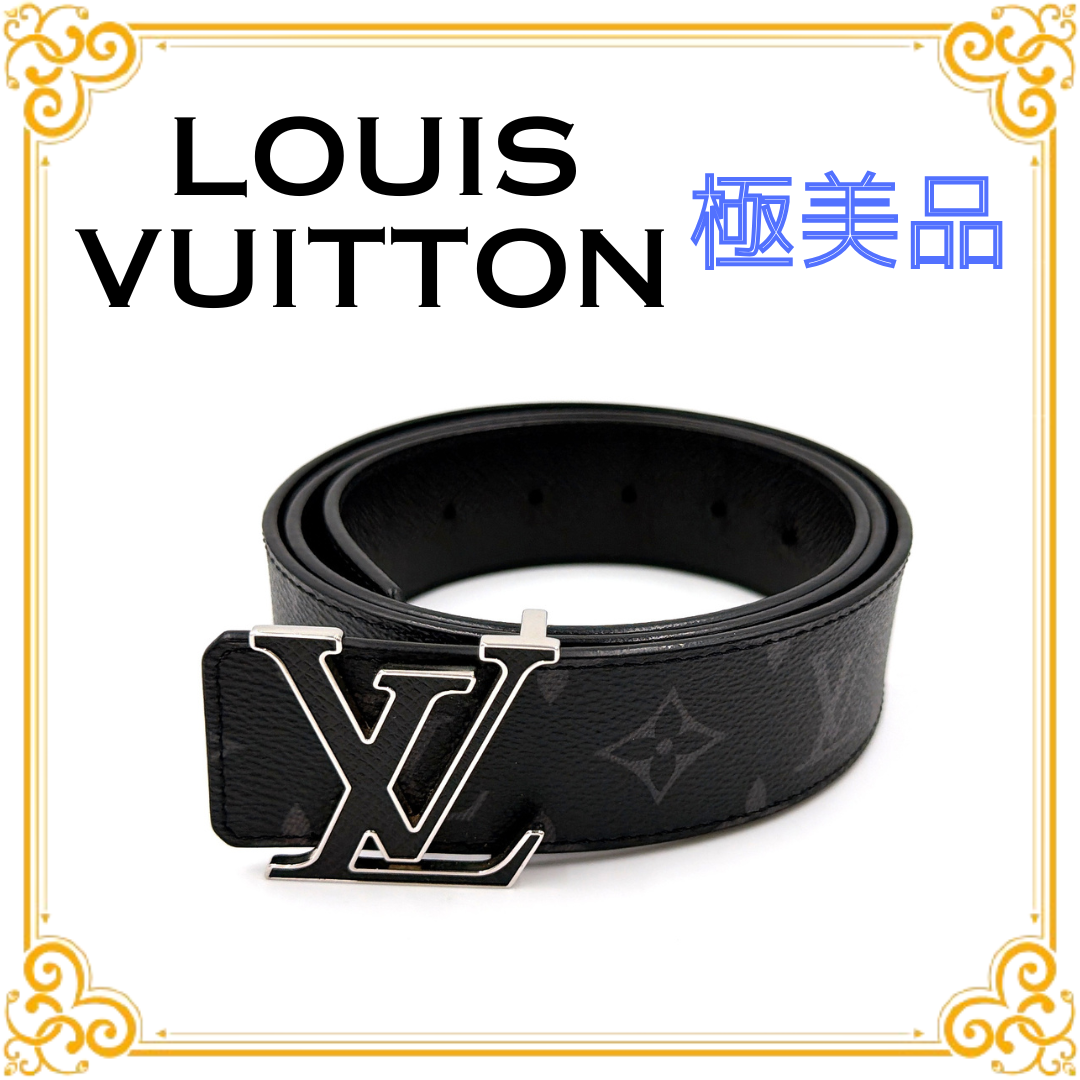 ■極美品■ LOUIS VUITTON ルイヴィトン M0157T モノグラム エクリプス サンチュール ベルト ブラック メンズ レザー LVロゴ 人気 ギフト プレゼント 黒 シルバー金具