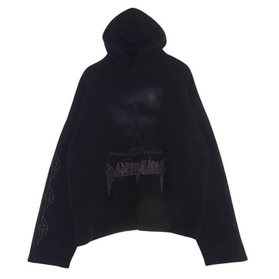 BALENCIAGA バレンシアガ パーカー 23AW 744435 TOVJ4 PARIS MOON パリス ムーン ボア フリース フーディ パーカー ダメージ加工 ブラック系 M【中古】