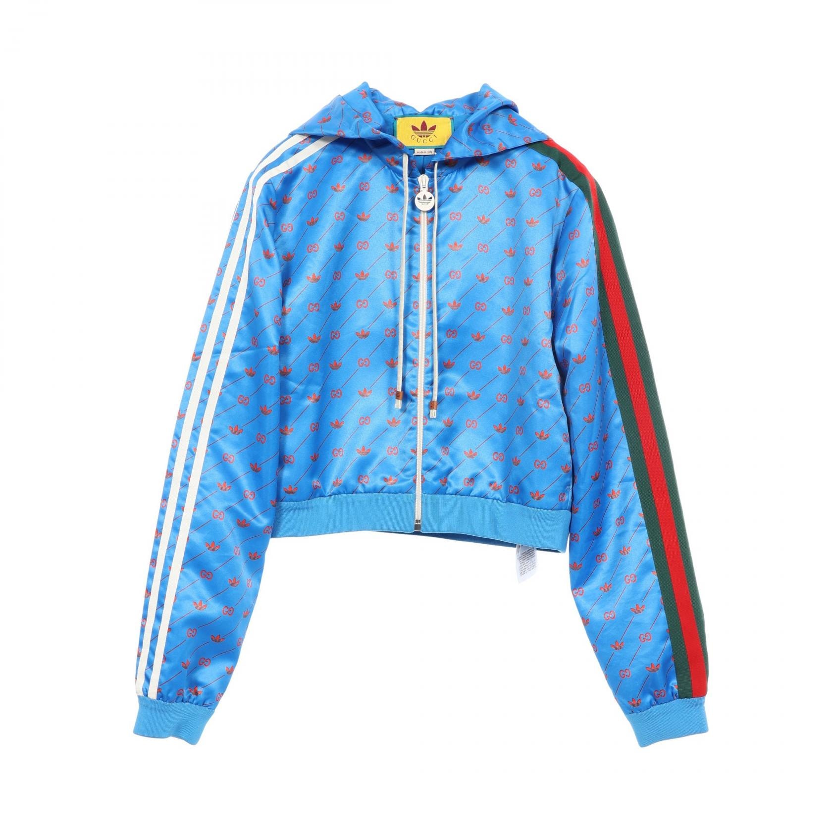 グッチ GUCCI GUCCI × adidas フード付き 衣料品 アウター ポリエステル レディース ブルー系 / オレンジ系 / マルチカラー 693421 【中古】