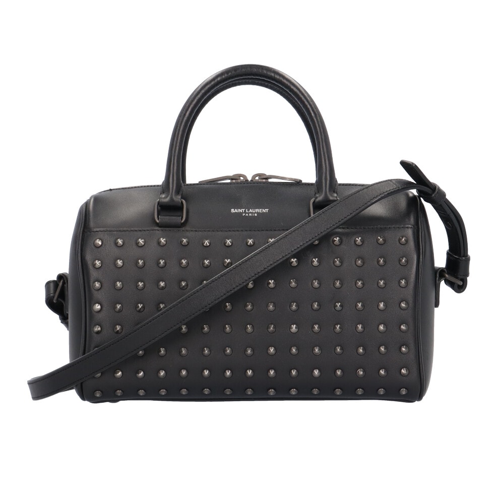 サンローラン スタッズ クラッシックベイビーダッフル ショルダーバッグ レザー ブラック レディース SAINT LAURENT 中古