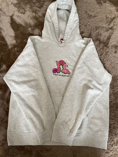 Supreme Don't Care Hooded Sweatshirt "Grey"