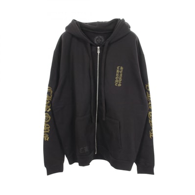 Chrome Hearts Vertical Logo Zip Up Hoodie "Black/Army Green"