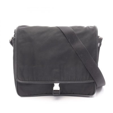 プラダ PRADA メッセンジャーバッグ ショルダーバッグ バッグ ナイロン サフィアーノレザー メンズ レディース ブラック系 【中古】