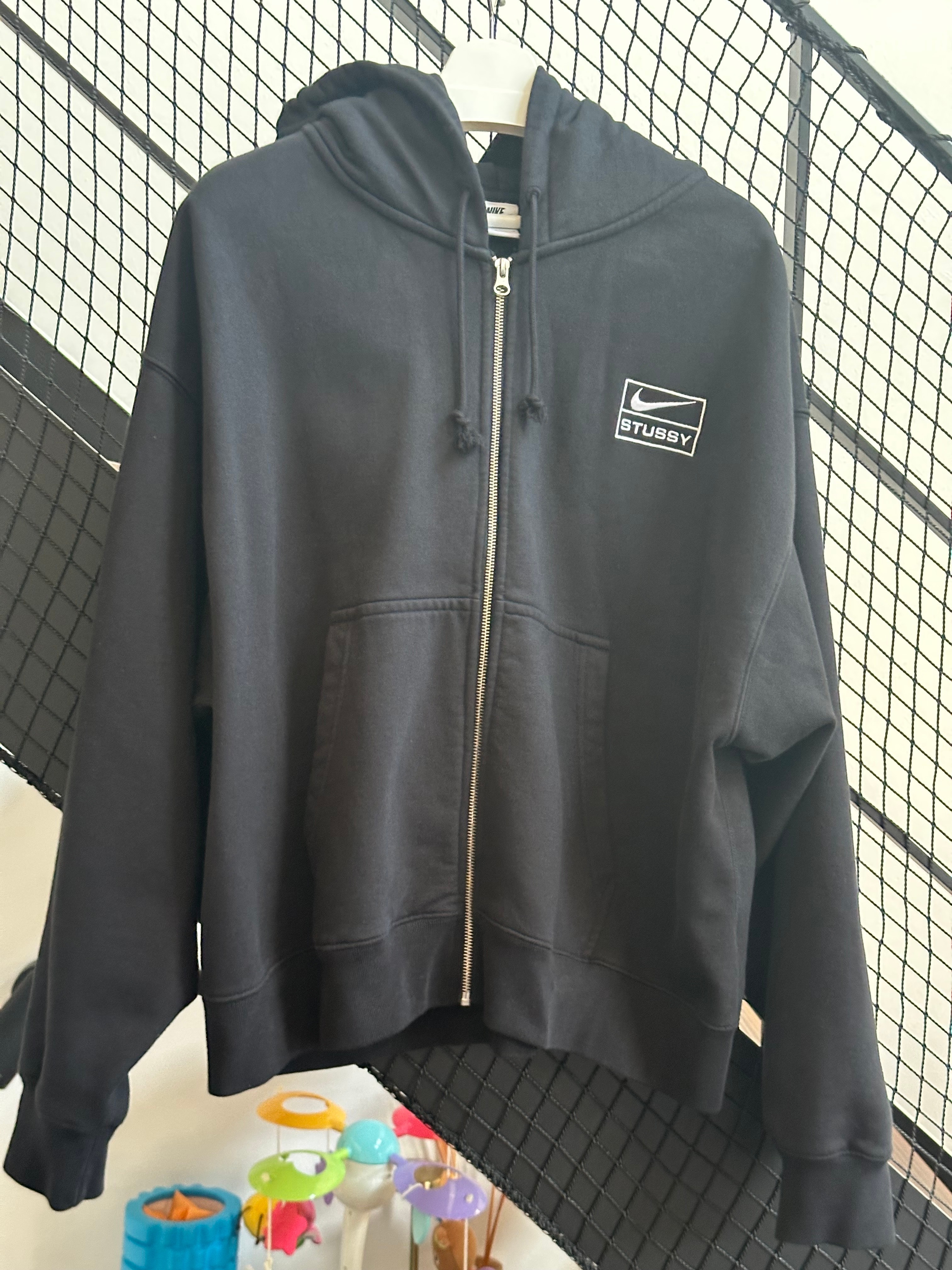 Stussy x Nike Stone Washed Fleece Zip Hoodie "Black" (US Size) FJ9175-010