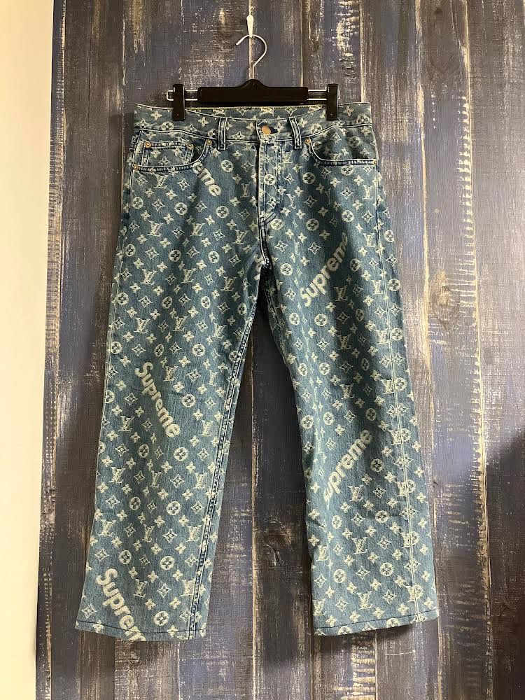 Supreme / Louis Vuitton Jacquard Denim 5-Pocket Jean "Blue"
