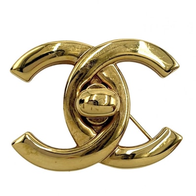 CHANEL シャネル ブローチ ココマーク ターンロック アクセサリー GP 96P レディース 約16.8g 1996年【中古品】