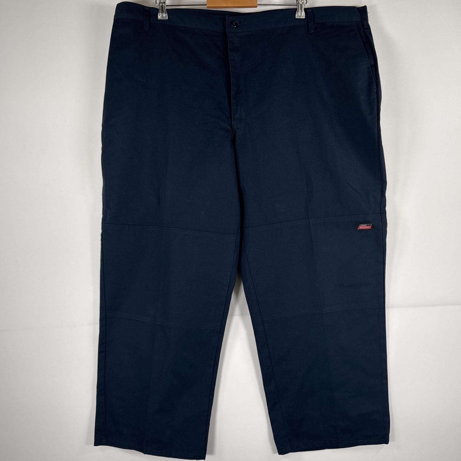 古着 ディッキーズ Dickies ワークパンツ 作業着 ワンポイント ロゴ ダブルニー 大きいサイズ ビッグサイズ w48 L30 ネイビー メンズ