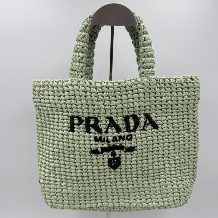 PRADA(プラダ)ラフィア トートバッグ アクア TU 1BG422 RFID反応あり