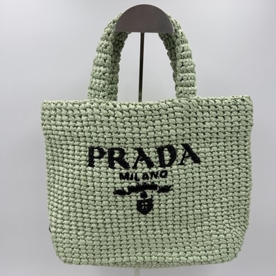 PRADA(プラダ)ラフィア トートバッグ アクア TU 1BG422 RFID反応あり