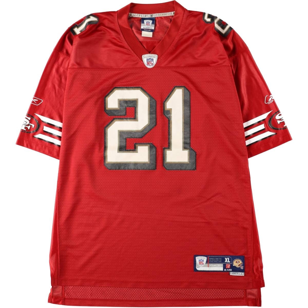 古着 リーボック Reebok NFL SAN FRANCISCO 49ERS サンフランシスコ フォーティーナイナーズ 五分袖 Vネック メッシュ ゲームシャツ フットボールシャツ メンズXL相当/eaa662630