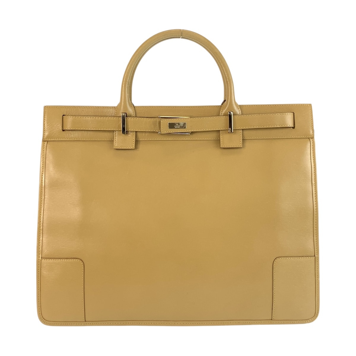 美品 GUCCI グッチ ベージュ ゴールド金具 レザー ビジネスバッグ トートバッグ 504042 【中古】