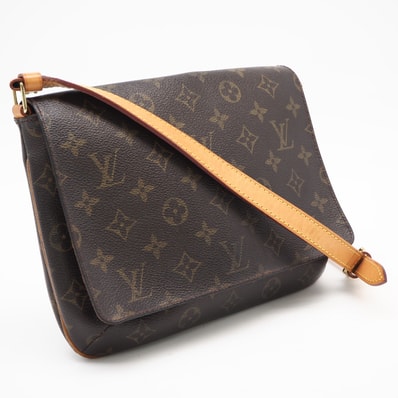 LOUIS VUITTON ルイ・ヴィトン モノグラム キャンバス ミュゼット タンゴ ロング M51388 ショルダーバッグ ブラウン コーティングキャンバス レザー レディース