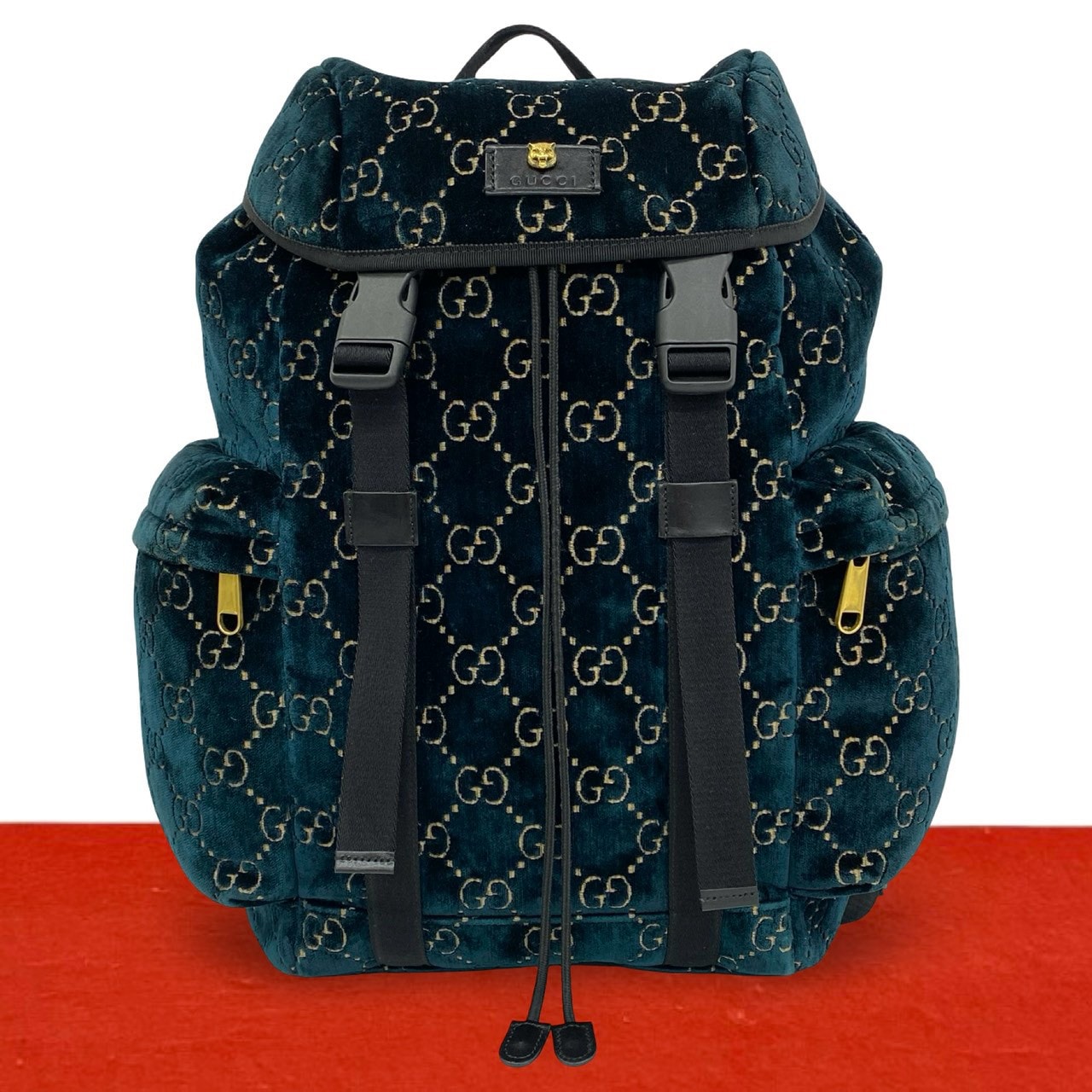 GUCCI グッチ GG ベルベット ベロア レザー リュックサック グリーン
32778