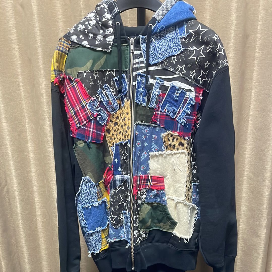 Supreme Patchwork Zip Up Hooded Sweatshirt 