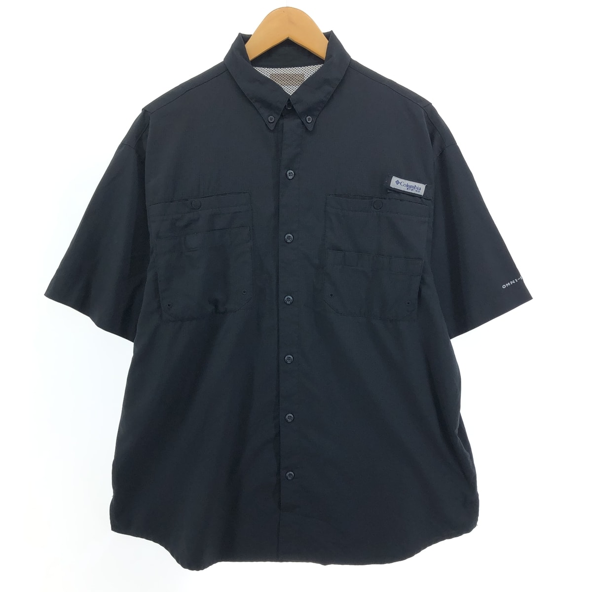 古着 コロンビア Columbia PFG 半袖 OMNI-SHADE リップストップ ボタンダウン フィッシングシャツ メンズL相当/eaa552840