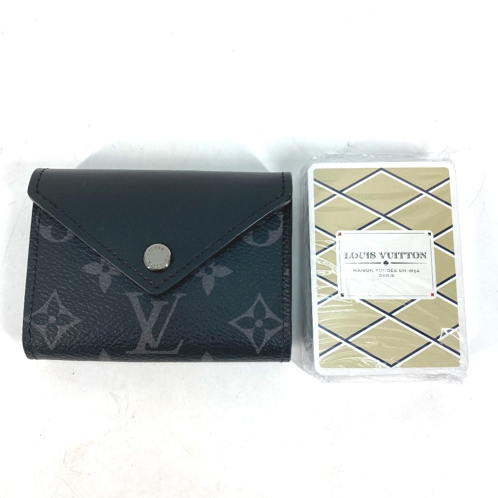 ルイヴィトン LOUIS VUITTON エテュイカルトアルセーヌ GI0198 モノグラムエクリプス トランプ&ポーチ カード54枚 カードケース 名刺入れ トランプ モノグラムエクリプスキャンバス ブラック 美品