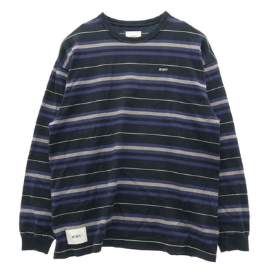 WTAPS ダブルタップス 23SS 231ATDT-CSM21 BDY LS COTTON TEXTILE SIGN ボーダー Tシャツ ロンT 長袖カットソー マルチカラー系 2【中古】