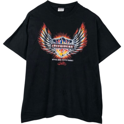 古着 ヘインズ Hanes HEAVYWEIGHT ファイヤーパターン EASYRIDERS モーターサイクル バイクTシャツ メンズXL相当/eaa657354