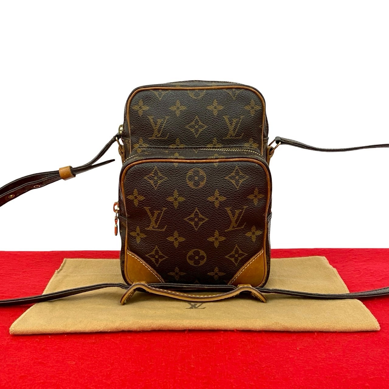 LOUIS VUITTON ルイヴィトン アマゾン モノグラム レザー PVC ショルダーバッグ ブラウン
233-7