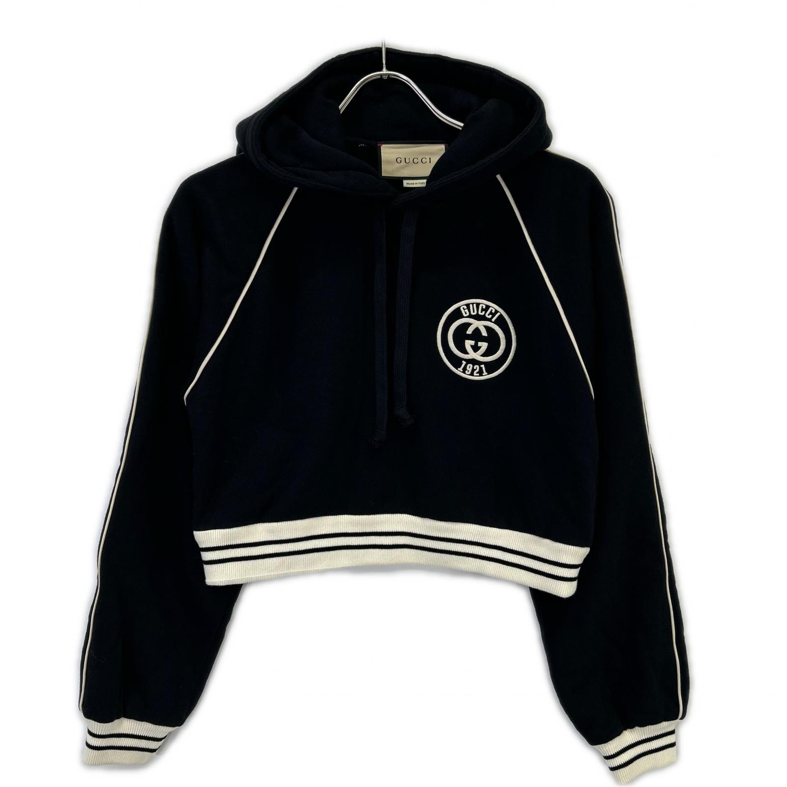 グッチ ブラック 756592 コットンジジャージーフーデットスウェットシャツ XXS