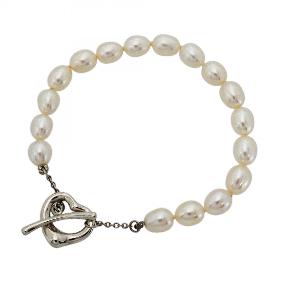 【6jcb0954-k】ティファニー ブレスレット オープンハート シルバー925 パール【中古】レディース
