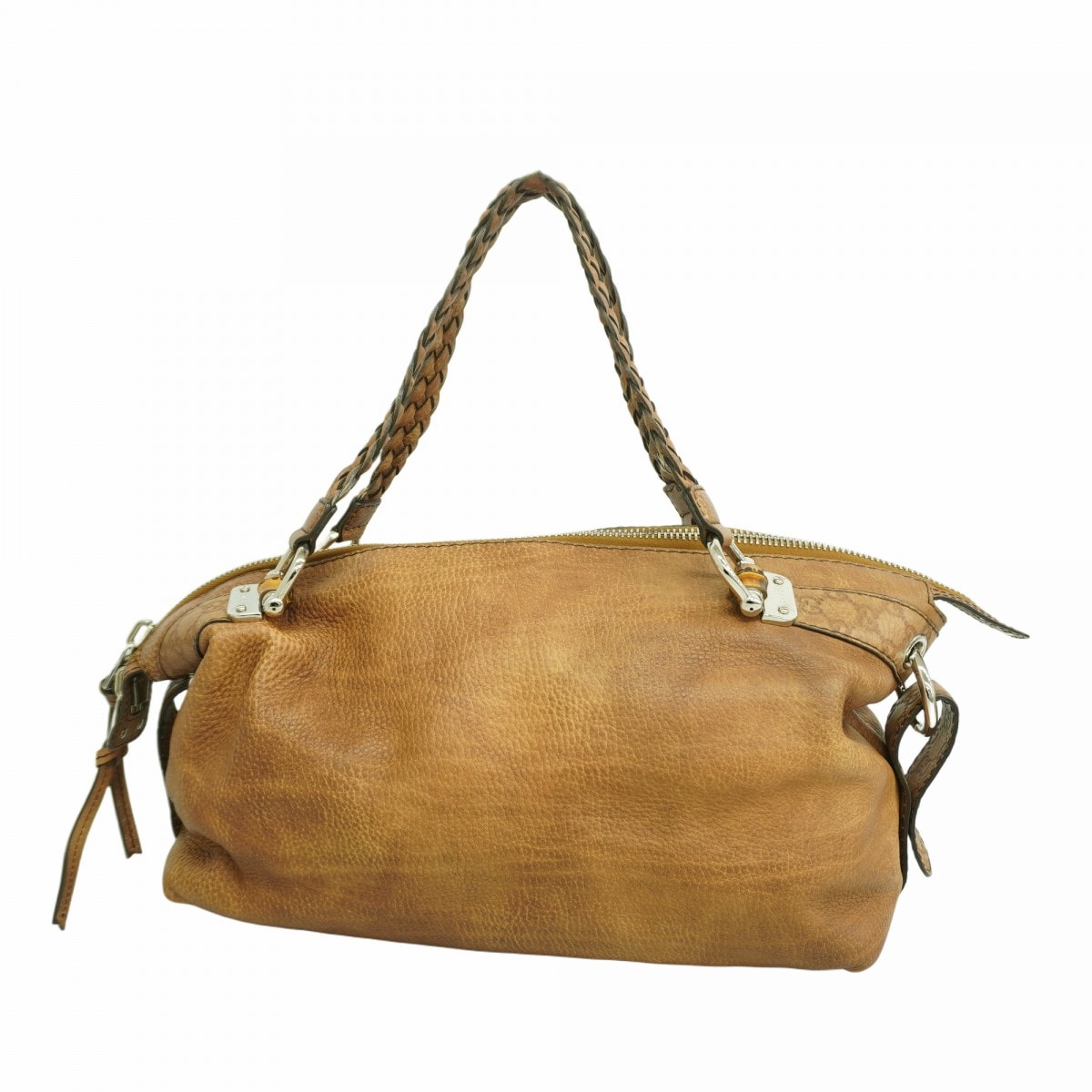 【6db1677-k】グッチ トートバッグ グッチシマ バンブー 232959 レザー ブラウン シルバー金具【中古】レディース