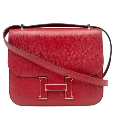 HERMES エルメス ショルダーバッグ コンスタンスミニ ポシェット 肩掛け 斜め掛け 革 かばん 鞄 X刻印 ヴォーエプソン レッド 赤 ゴールド金具 レディース 美品 2016年【中古品】