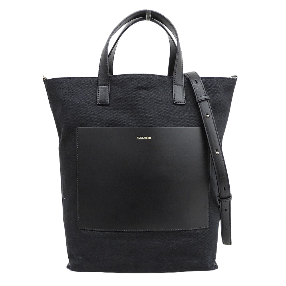 ジルサンダー キャンバス×レザー WANDER TOTE SM 2way トートバッグ レディース ブラック