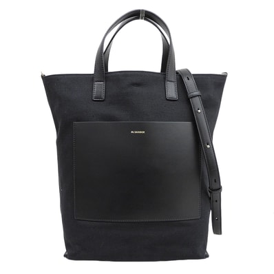 ジルサンダー キャンバス×レザー WANDER TOTE SM 2way トートバッグ レディース ブラック