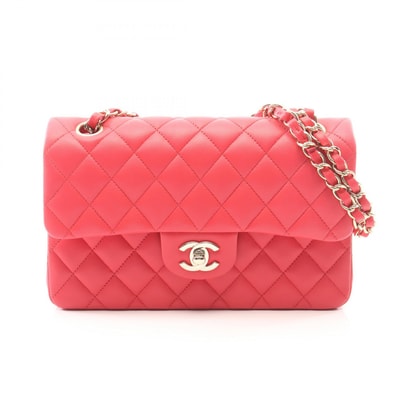 シャネル CHANEL マトラッセ Wフラップ ショルダーバッグ バッグ ラムスキン(羊革) レディース ピンク系 【中古】