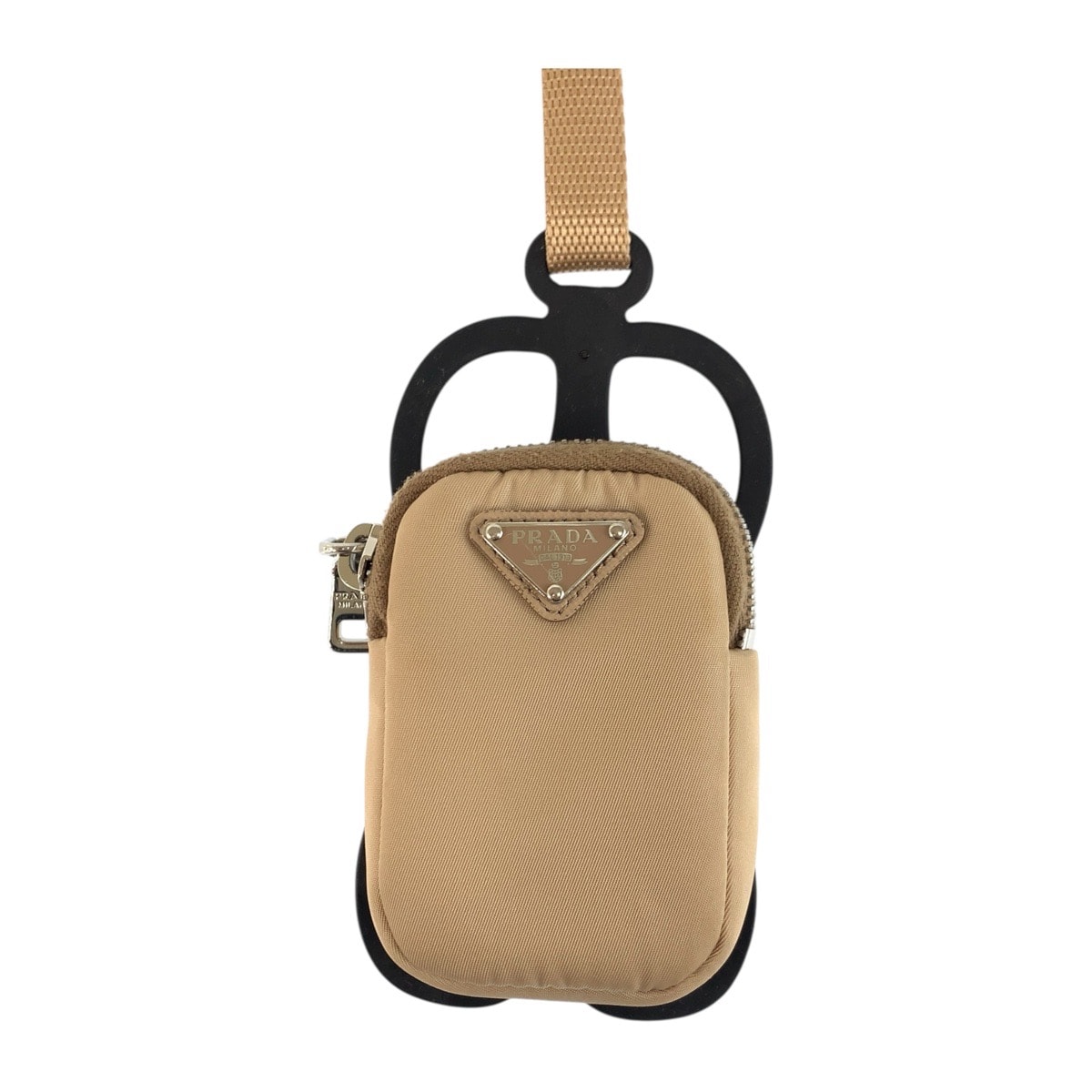 PRADA プラダ テスート 三角ロゴプレート 男女兼用 ベージュ シルバー金具 ナイロン ゴム/ 携帯・スマホアクセサリー スマホケース iPhoneケース スマートフォンホルダー 504380 【中古】
