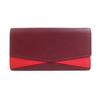 ボッテガヴェネタ BOTTEGAVENETA 長財布 レザー レッド×ボルドー ユニセックス【中古】 h31343a