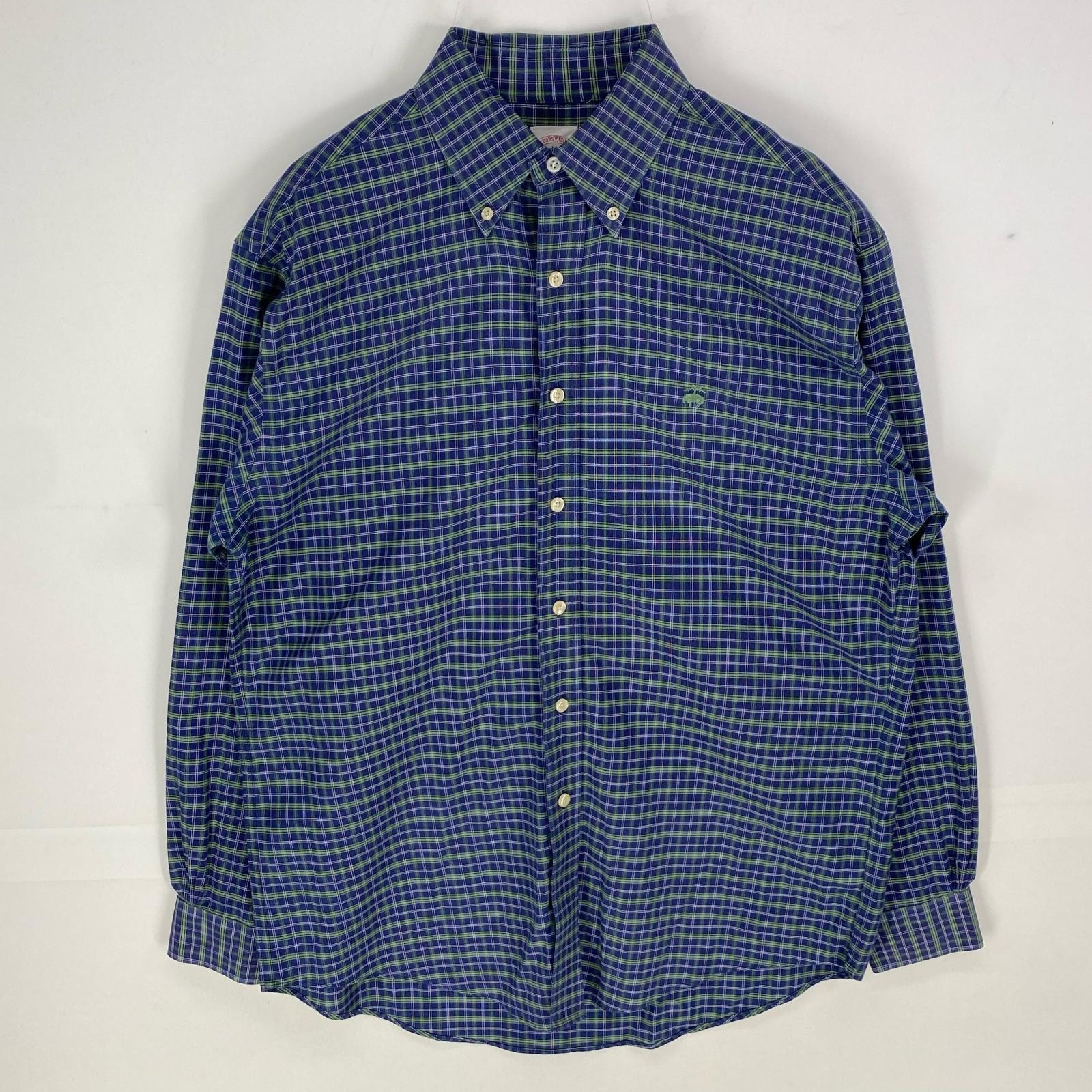 古着 ブルックスブラザーズ Brooks Brothers 長袖シャツ ワンポイント ロゴ刺繍 346 M  ネイビー系 チェック メンズ