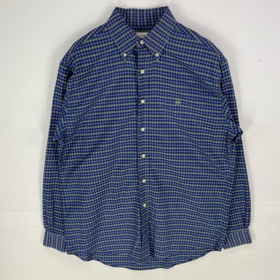 古着 ブルックスブラザーズ Brooks Brothers 長袖シャツ ワンポイント ロゴ刺繍 346 M ネイビー系 チェック メンズ