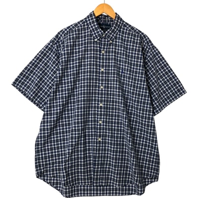 古着 ラルフローレン Ralph Lauren BLAKE 半袖 ボタンダウン チェックシャツ メンズXL相当/eaa550508