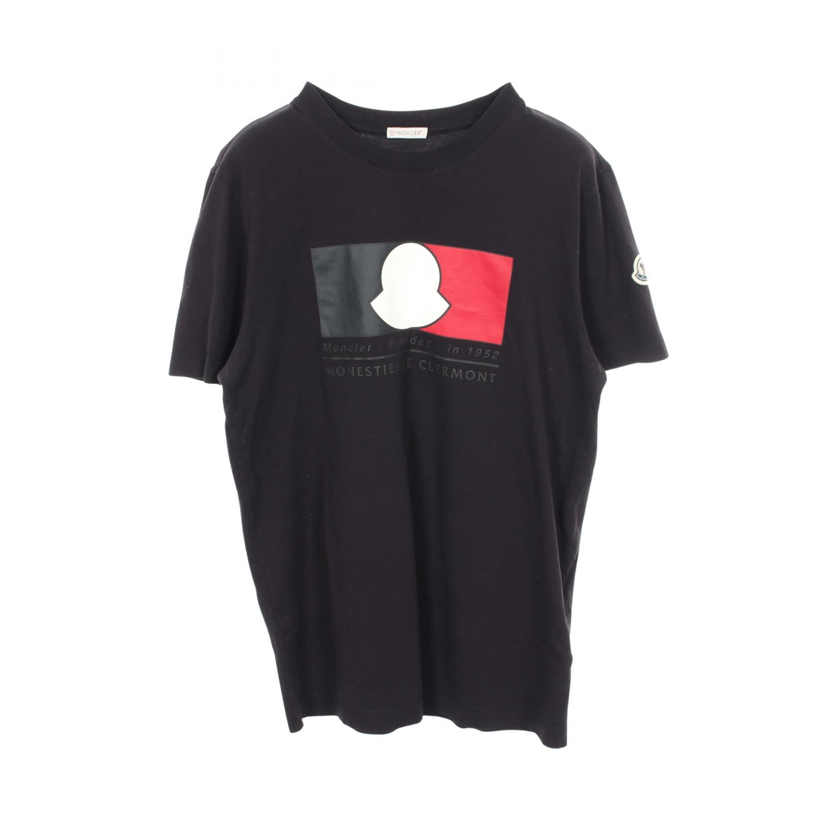 モンクレール MONCLER ロゴプリント クルーネック 半袖Tシャツ 衣料品 トップス コットン メンズ ネイビー系 / マルチカラー 【中古】