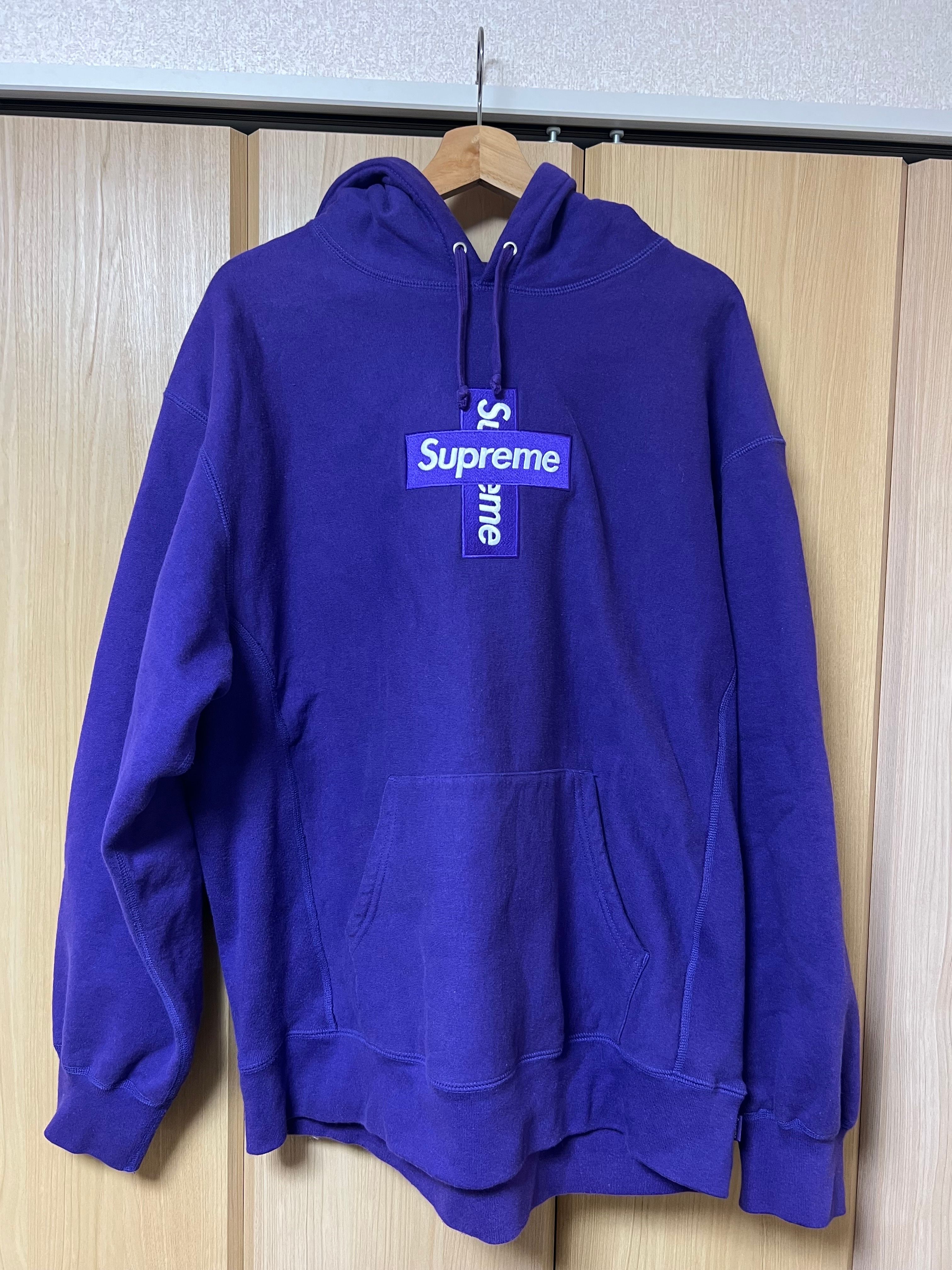 Supreme Cross Box Logo Hooded Sweatshirt "Purple"