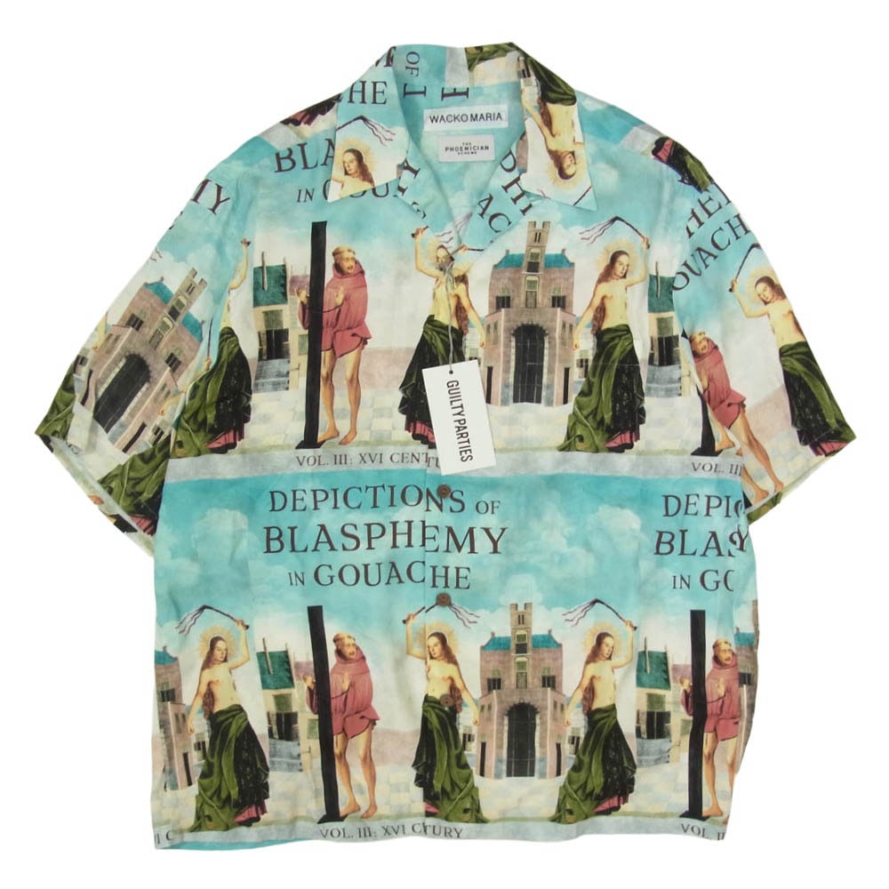 WACKO MARIA ワコマリア 26SS TPS-WM-HI05 T.P.S. S/S HAWAIIAN SHIRT TYPE-5 ハワイアン アロハ 開襟 オープンカラー 半袖 シャツ ブルー系 M【新古品】【未使用】【中古】