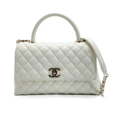 CHANEL シャネル ココハンドル29 マトラッセ A92991 ホワイト 2WAYバッグ キャビアスキン ココマーク