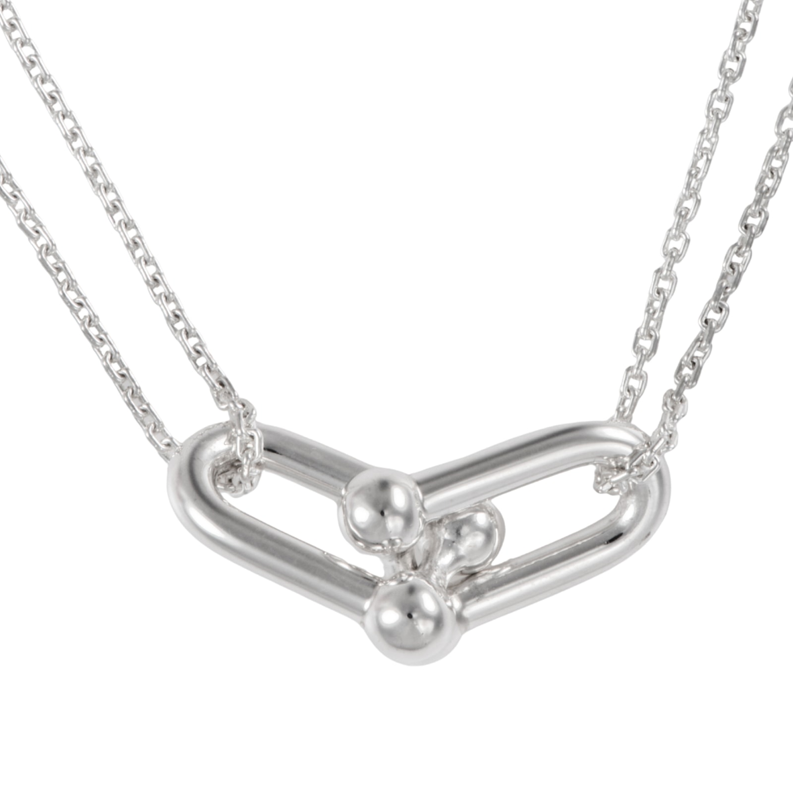 TIFFANY&Co. ティファニー ハードウェア ダブル リンク ペンダント ネックレス スターリングシルバー シルバー【中古】