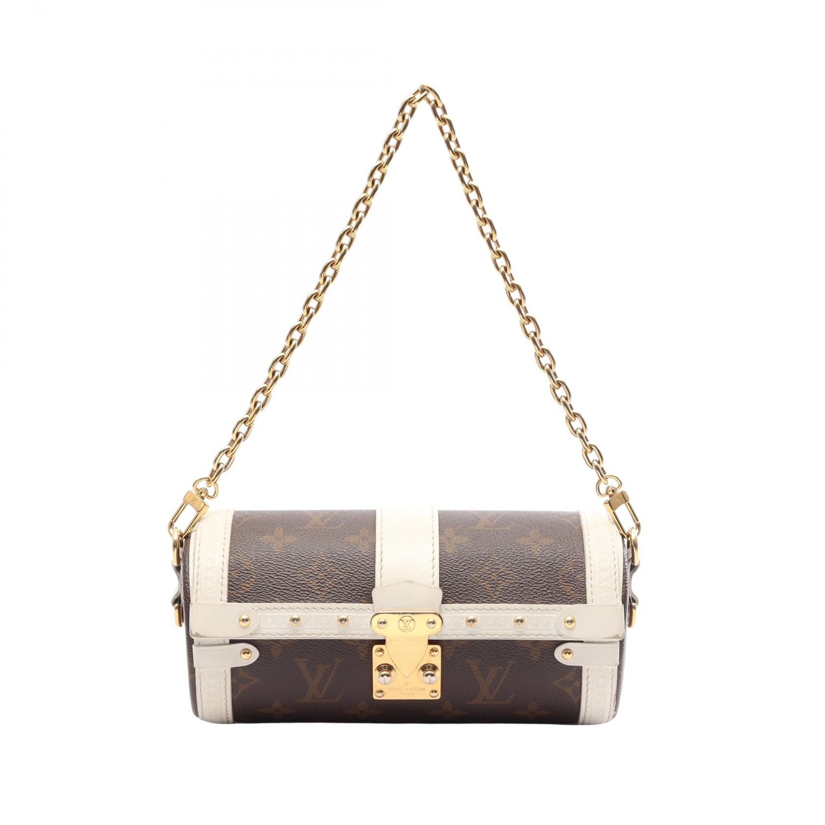 ルイ・ヴィトン LOUIS VUITTON パピヨン トランク モノグラム ショルダーバッグ バッグ PVCコーティングキャンバス レザー レディース ブラウン系 / ホワイト系 M81485 【中古】