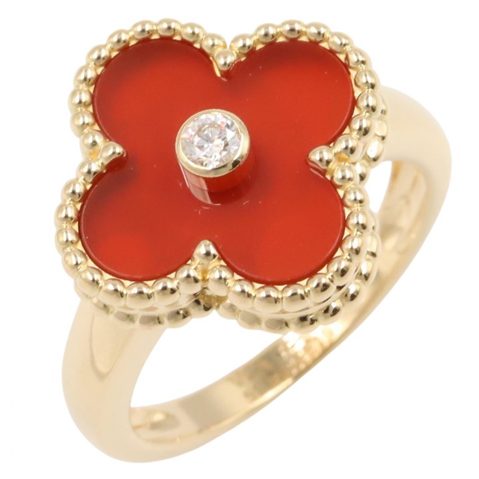 ヴァンクリーフ&アーペル Van Cleef & Arpels ヴィンテージアルハンブラ カーネリアン 1PD リング リング・指輪 ジュエリー K18(イエローゴールド) ダイヤモンド カーネリアン レディース ゴールド系 / レッド系