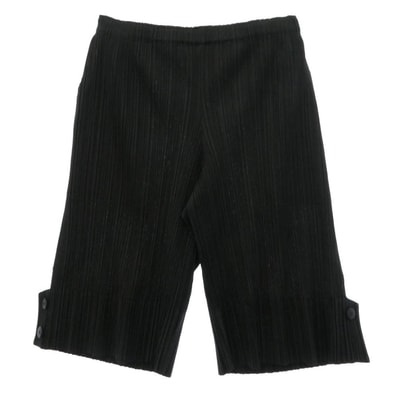 PLEATS PLEASE プリーツプリーズ イッセイミヤケ PP83-JF411 プリーツ加工 裾ボタン ハーフ ショート パンツ ブラック系 1【中古】