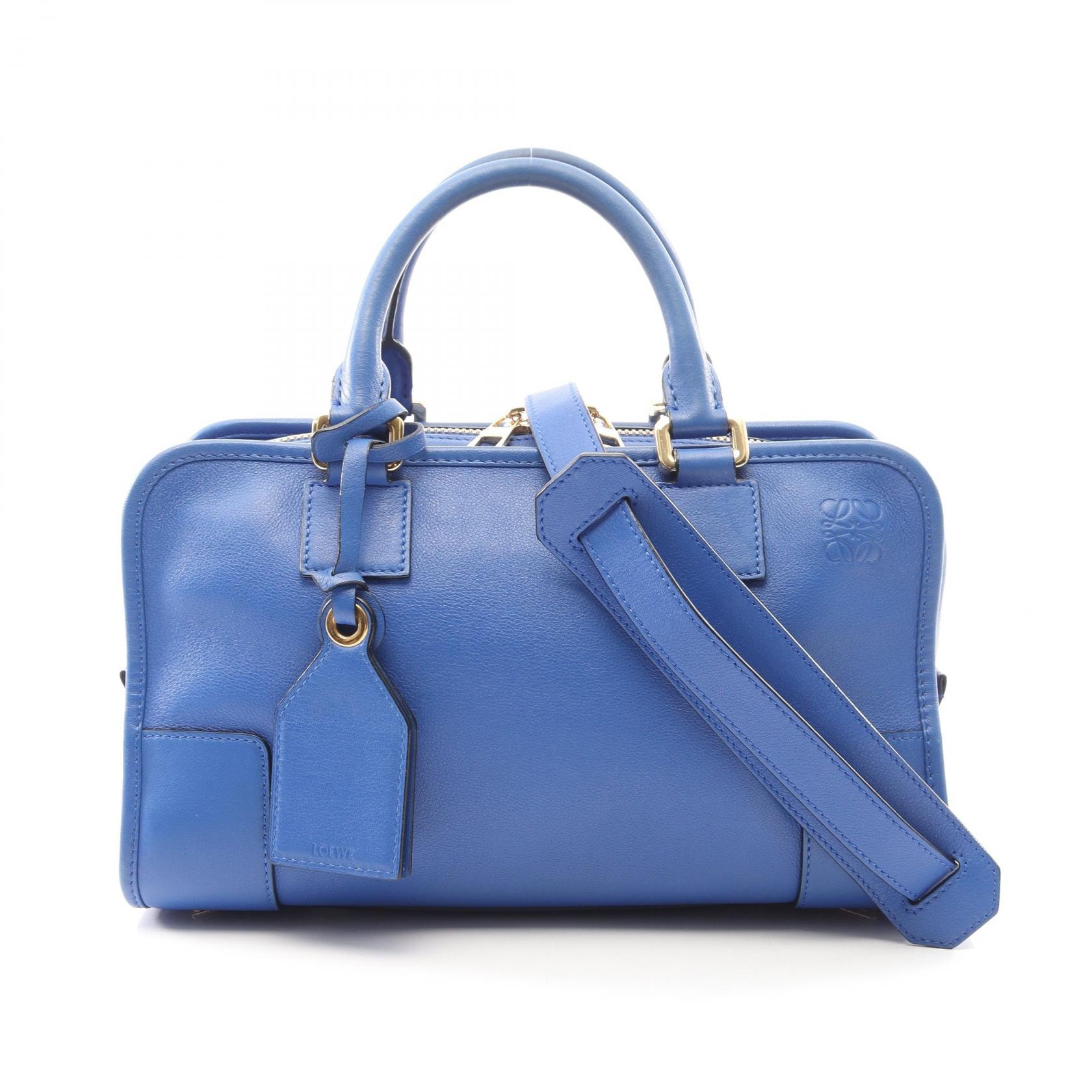ロエベ LOEWE アマソナ28 2WAY ハンドバッグ バッグ レザー レディース ブルー系 【中古】