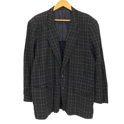 80-90s archive 金文字タグ 基盤格子 背抜き パワーショルダー 2B サマーテーラードジャケット【1138736626016】