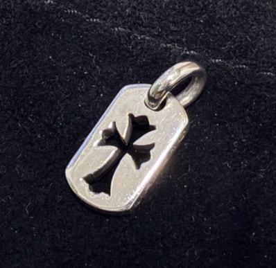 Chrome Hearts Tiny Cut Out Cross Dog Tag Charm "Silver"