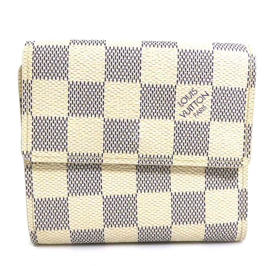 ルイ ヴィトン LOUIS VUITTON 二つ折り財布 ダミエ アズール ポルトフォイユ エリーズ ダミエアズールキャンバス アイボリー ユニセックス N61733【中古】 h32247a
